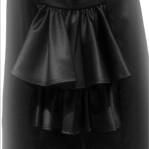 Betsy Johnson Black Satin Ruffle Cocktail Mini Dress LBD Optional Straps Size 2 - Picture 3 of 10